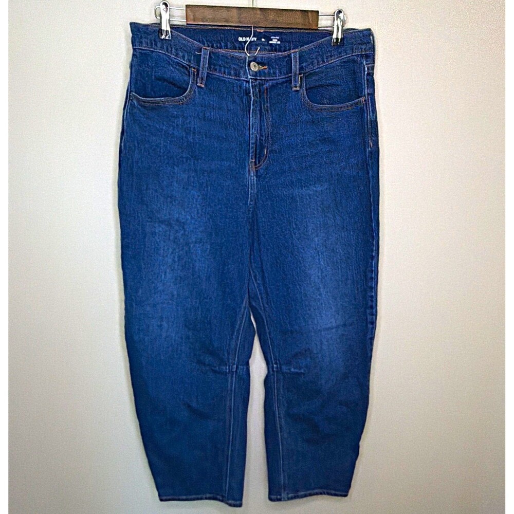 Old Navy High-Rise WOW Barrel Leg Blue Denim Jeans Women’s Size 14